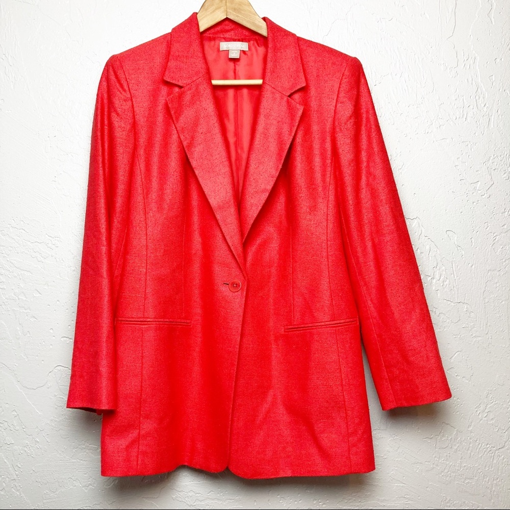 Nordstrom coral 100% silk one button blazer 10P